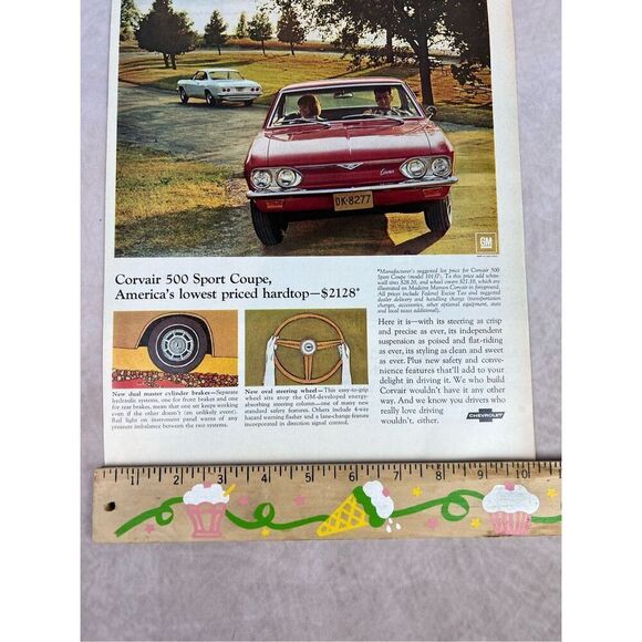 Vintage 1967 Chevrolet CHEVY 500 Sport Coupe CORVAIR Paper Print Advertisement A - Picture 6 of 6